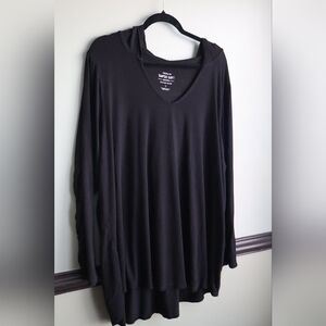 Torrid Hooded Black Long Sleeve Top High Front Low Back